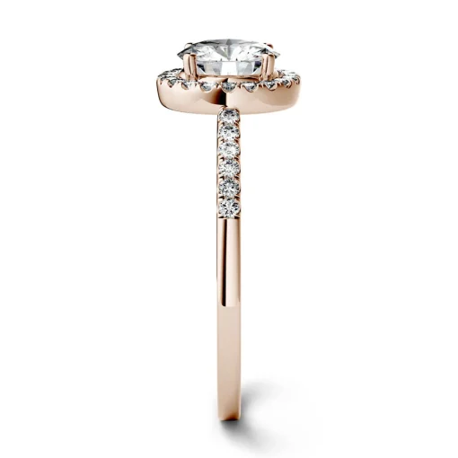 Round Moissanite Halo Ring In 14K Rose Gold (1 1/4 Ct. Tw.)
