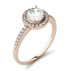 Round Moissanite Halo Ring In 14K Rose Gold (1 1/4 Ct. Tw.)