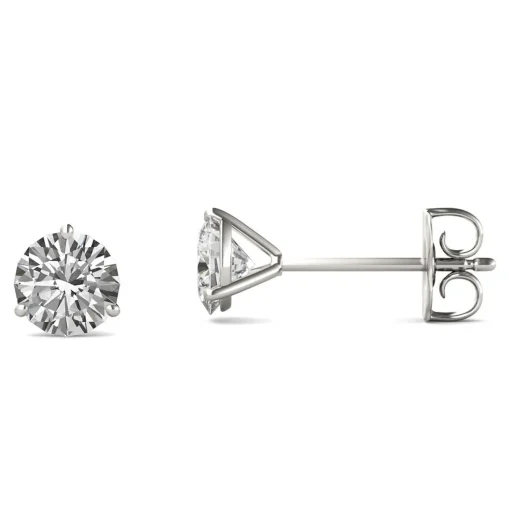 Round Moissanite Martini Stud Earrings In 14K White Gold (1 Ct. Tw.)