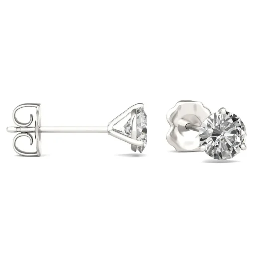 Round Moissanite Martini Stud Earrings In 14K White Gold (1 Ct. Tw.)