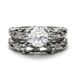 Round Moissanite Ring Set In 14K White Gold (1 1/4 Ct. Tw.)