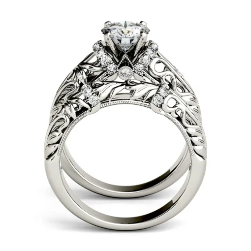 Round Moissanite Ring Set In 14K White Gold (1 1/4 Ct. Tw.)