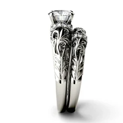 Round Moissanite Ring Set In 14K White Gold (1 1/4 Ct. Tw.)