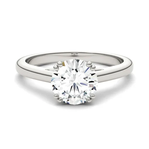 Round Moissanite Solitaire Ring In 14K White Gold (1 1/2 Ct.)