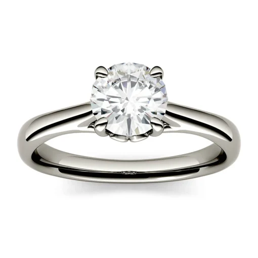 Round Moissanite Solitaire Ring In 14K White Gold (1 Ct.)