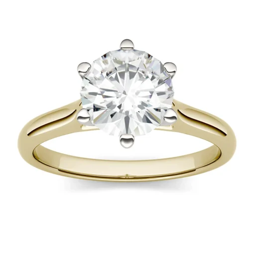 Round Moissanite Solitaire Ring In 14K Yellow Gold (1 1/2 Ct.)