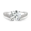 Round Moissanite Solitaire Ring With Tapered Band In 14K Gold