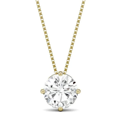 Round Moissanite Solitaire Pendant In 14K Yellow Gold (2 Ct.)