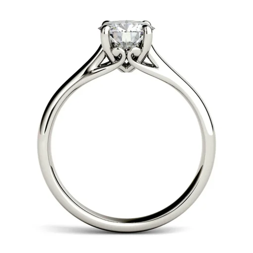 Round Moissanite Solitaire Ring In 14K White Gold (1 Ct.)