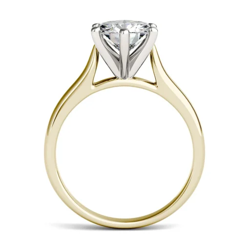 Round Moissanite Solitaire Ring In 14K Yellow Gold (1 1/2 Ct.)