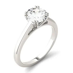 Round Moissanite Solitaire Ring In 14K White Gold (1 1/2 Ct.)