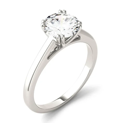 Round Moissanite Solitaire Ring In 14K White Gold (1 1/2 Ct.)