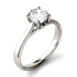 Round Moissanite Solitaire Ring In 14K White Gold (1 Ct.)
