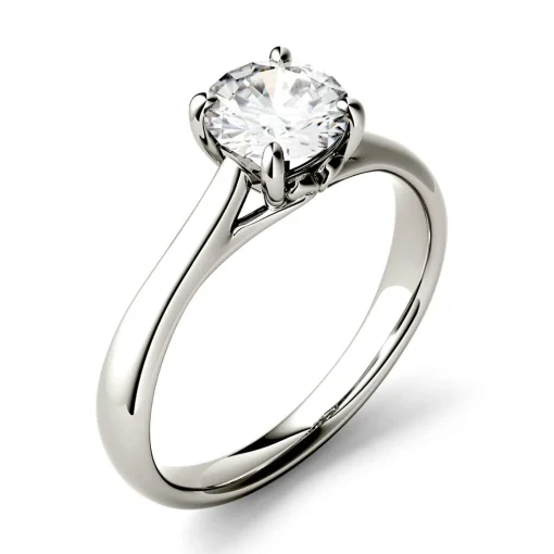 Round Moissanite Solitaire Ring In 14K White Gold (1 Ct.)