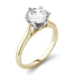 Round Moissanite Solitaire Ring In 14K Yellow Gold (1 1/2 Ct.)