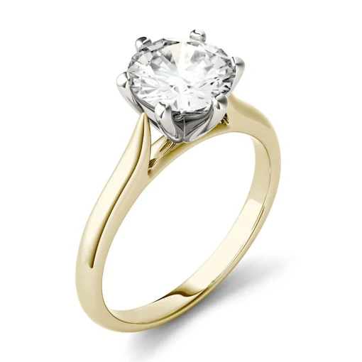 Round Moissanite Solitaire Ring In 14K Yellow Gold (1 1/2 Ct.)