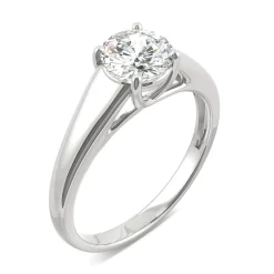 Round Moissanite Solitaire Ring With Tapered Band In 14K Gold (1 Ct.)