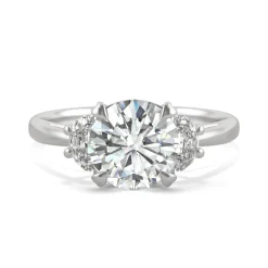 Round Moissanite Three-Stone Ring In Platinum (2 1/2 Ct. Tw.)