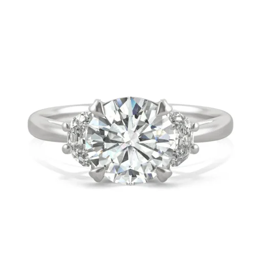 Round Moissanite Three-Stone Ring In Platinum (2 1/2 Ct. Tw.)