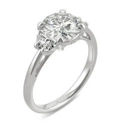 Round Moissanite Three-Stone Ring In Platinum (2 1/2 Ct. Tw.)