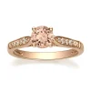 Round Morganite & Diamond Ring In 14K Rose Gold (1/10 Ct. Tw.)