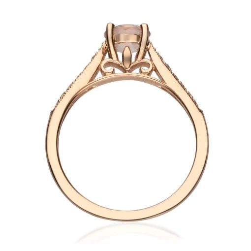 Round Morganite & Diamond Ring In 14K Rose Gold (1/10 Ct. Tw.)