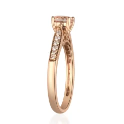 Round Morganite & Diamond Ring In 14K Rose Gold (1/10 Ct. Tw.)