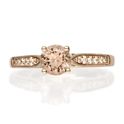 Round Morganite & Diamond Ring In 14K Rose Gold (1/10 Ct. Tw.)