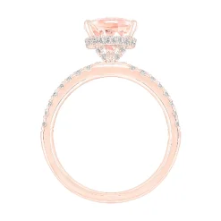 Round Morganite Ring With Diamond Band In 14K Rose Gold (1/3 Ct. Tw.)