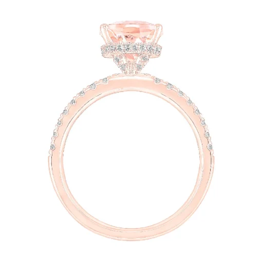 Round Morganite Ring With Diamond Band In 14K Rose Gold (1/3 Ct. Tw.)