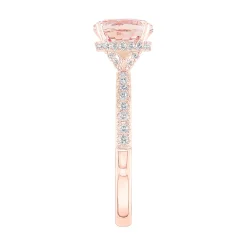 Round Morganite Ring With Diamond Band In 14K Rose Gold (1/3 Ct. Tw.)