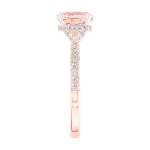 Round Morganite Ring With Diamond Band In 14K Rose Gold (1/3 Ct. Tw.)
