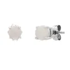 Round Opal Stud Earrings In 10K White Gold