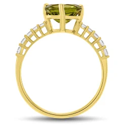 Round Peridot & Diamond Ring In 10K Yellow Gold (1/7 Ct. Tw.)