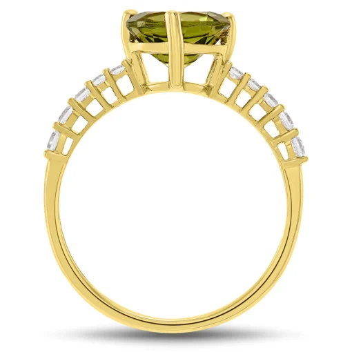 Round Peridot & Diamond Ring In 10K Yellow Gold (1/7 Ct. Tw.)