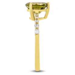 Round Peridot & Diamond Ring In 10K Yellow Gold (1/7 Ct. Tw.)