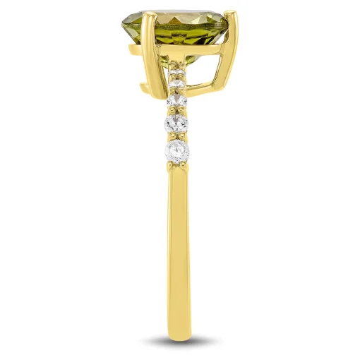 Round Peridot & Diamond Ring In 10K Yellow Gold (1/7 Ct. Tw.)