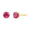 Round Ruby Stud Earrings In 14K Yellow Gold
