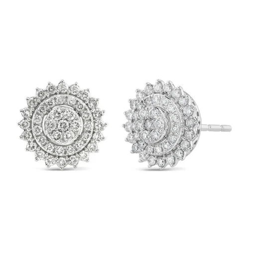 Round Starburst Halo Stud Earrings (1 ½ Ct. Tw.)