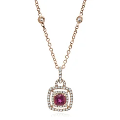 Rubellite & 3/8 Ct. Tw. Diamond Pendant In 14K Rose Gold