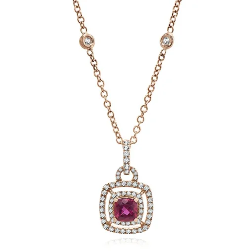 Rubellite & 3/8 Ct. Tw. Diamond Pendant In 14K Rose Gold