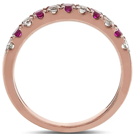 Ruby & 1/4 Ct. Tw. Diamond Band In 10K Rose Gold