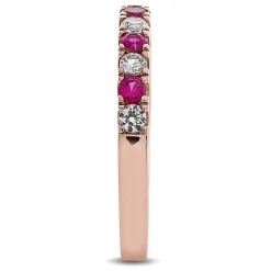 Ruby & 1/4 Ct. Tw. Diamond Band In 10K Rose Gold