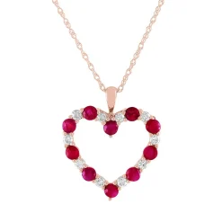 Ruby & 1/5 Ct. Tw. Diamond Heart Pendant In 10K Rose Gold