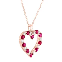 Ruby & 1/5 Ct. Tw. Diamond Heart Pendant In 10K Rose Gold