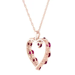 Ruby & 1/5 Ct. Tw. Diamond Heart Pendant In 10K Rose Gold