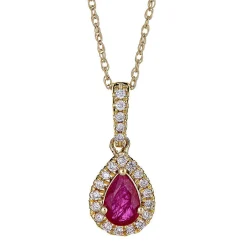Ruby & 1/10 Ct. Tw. Diamond Pendant In 10K Yellow Gold