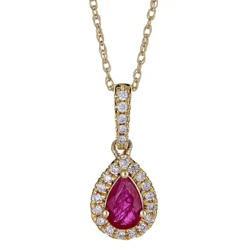 Ruby & 1/10 Ct. Tw. Diamond Pendant In 10K Yellow Gold