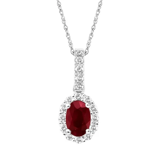 Ruby & 1/5 Ct. Tw. Diamond Pendant In 10K White Gold