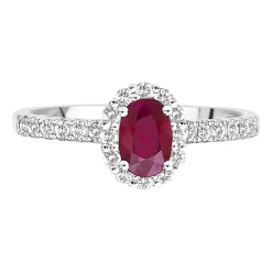 Ruby & 1/4 Ct. Tw. Diamond Ring In 10K White Gold
